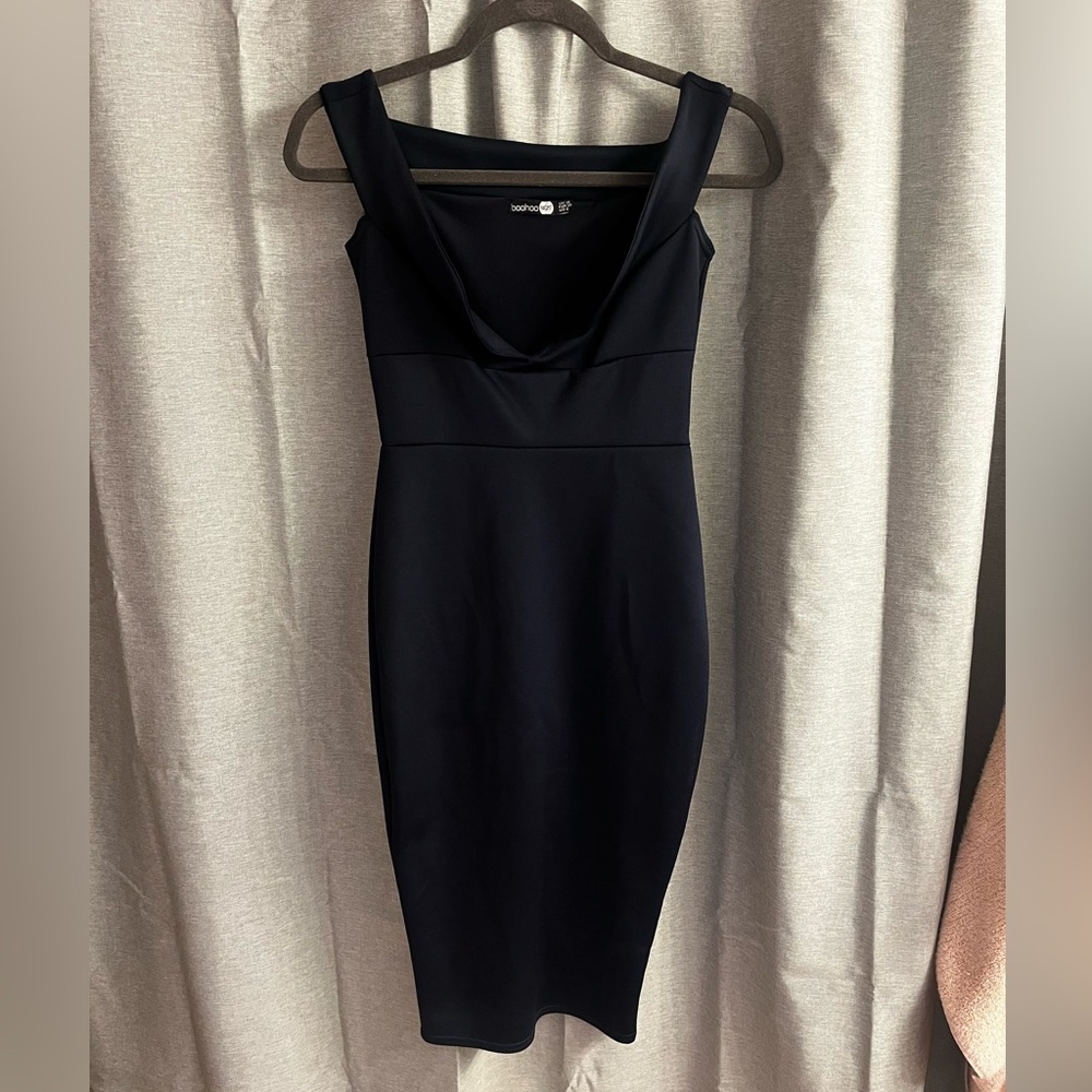 Boohoo Navy Sleeveless Midi Bodycon Dress